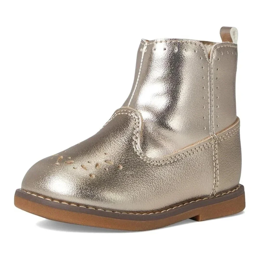 Stride Rite SR Stella BG034202 Boots Toddler Gold Leather Ankle Bootie ZOGG709